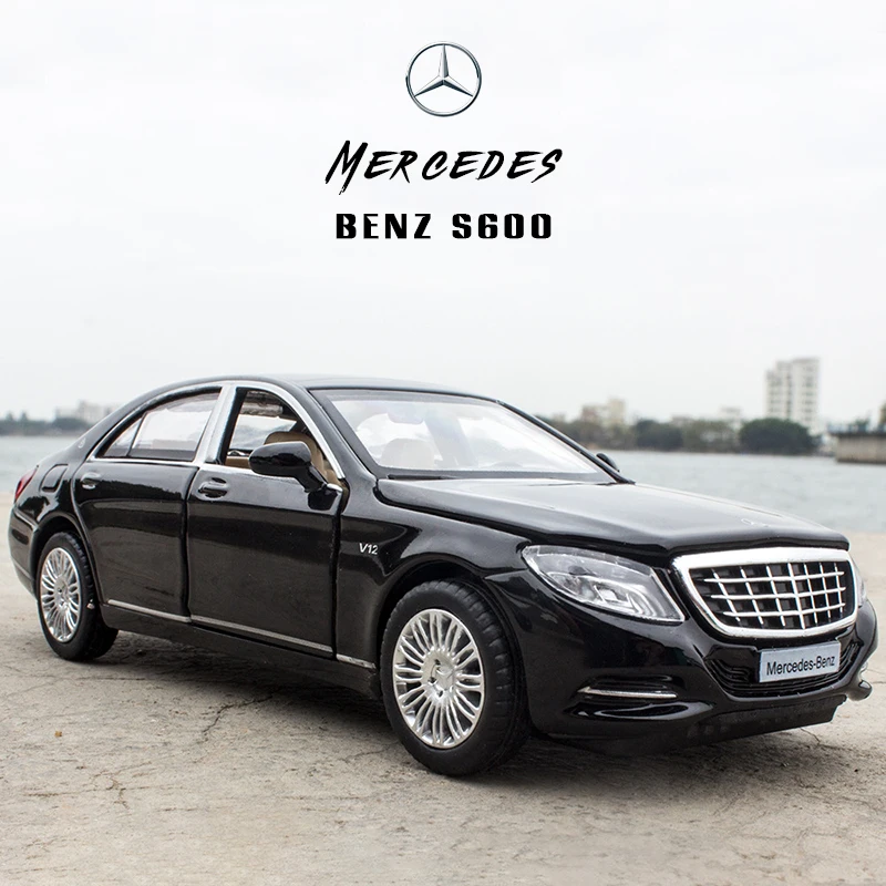 

1:32 Mercedes Benz S600 Alloy Car Sound And Light Model Diecast Metal Vehicle Pull Back Car Collection Children Toy Gift