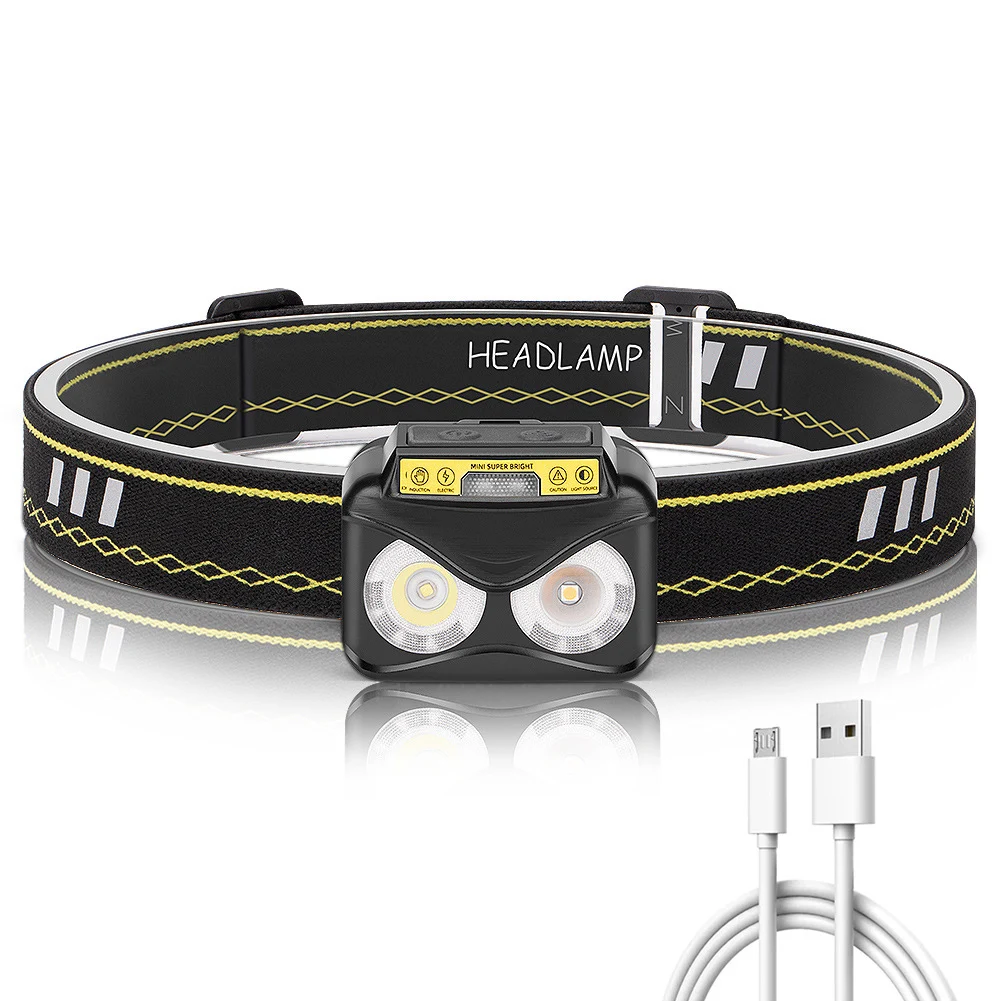 

LED COB Headlight Motion Sensor Headlamp USB Rechargeable with Buli-in Batteries Torch for Camping Hiking Working Night Light