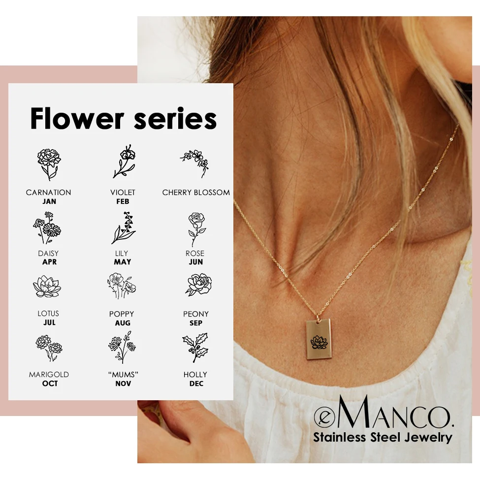 EManco нержавеющая сталь гравировка Прямоугольный кулон без потери цвета