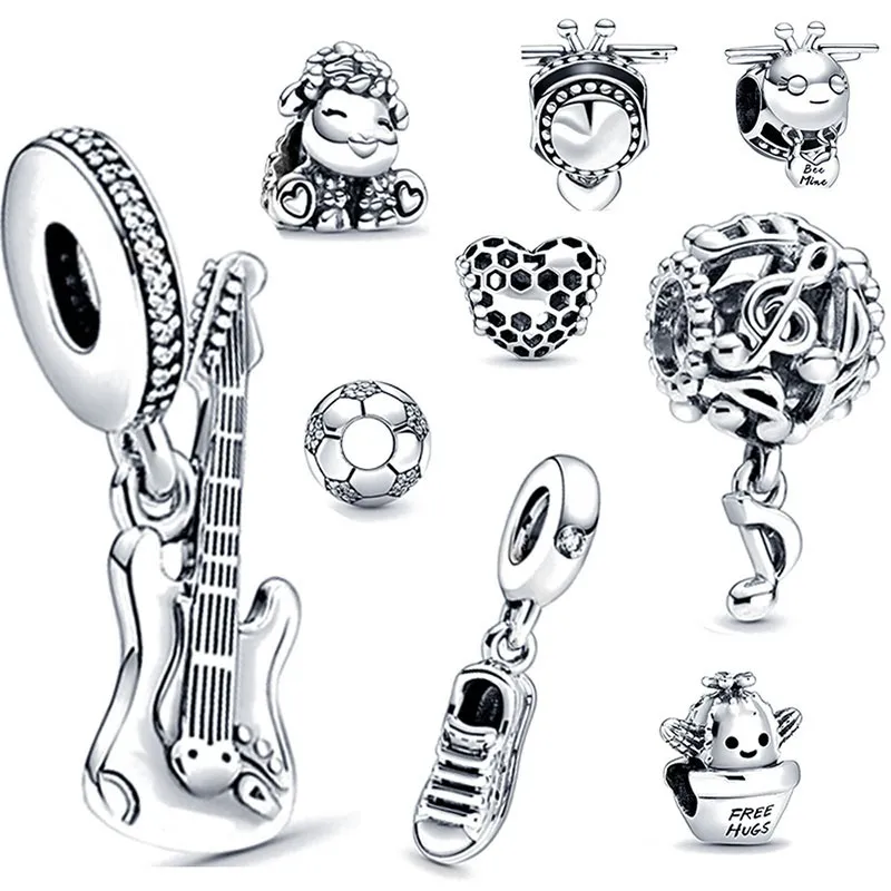 

2022 New Hot Silver Color Charms Beads Fit Original Pandach Bracelet Bangle Women Silver Color Pendant Beads Diy Jewelry