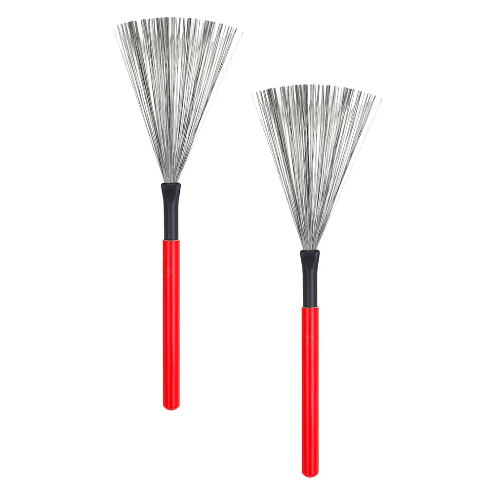 

Drum Brushes 2Pcs Steel Drum Brushes Drum Sticks Brush with Wooden Handles Drum Wire Brushes for Band Folk Cajon Jazz Snare