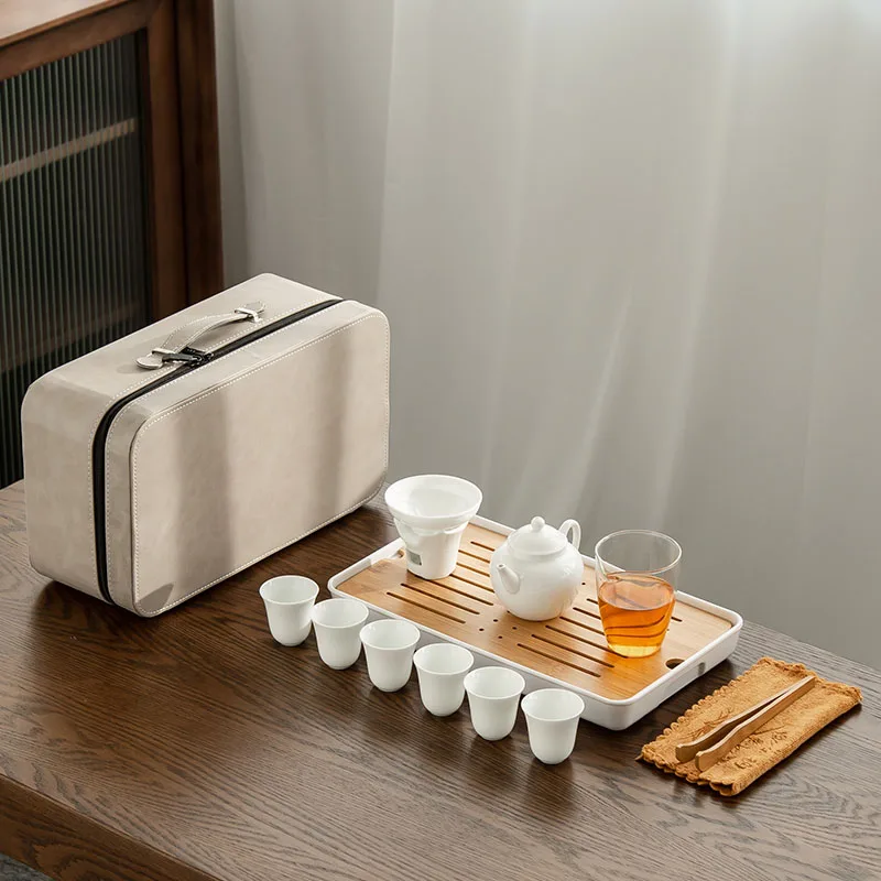 

Китайский чайный набор кунг-фу Travel Yerba Mate портативный набор для кофе и чая на 6 персон, подарок игра, аксессуары для чая HX50NU