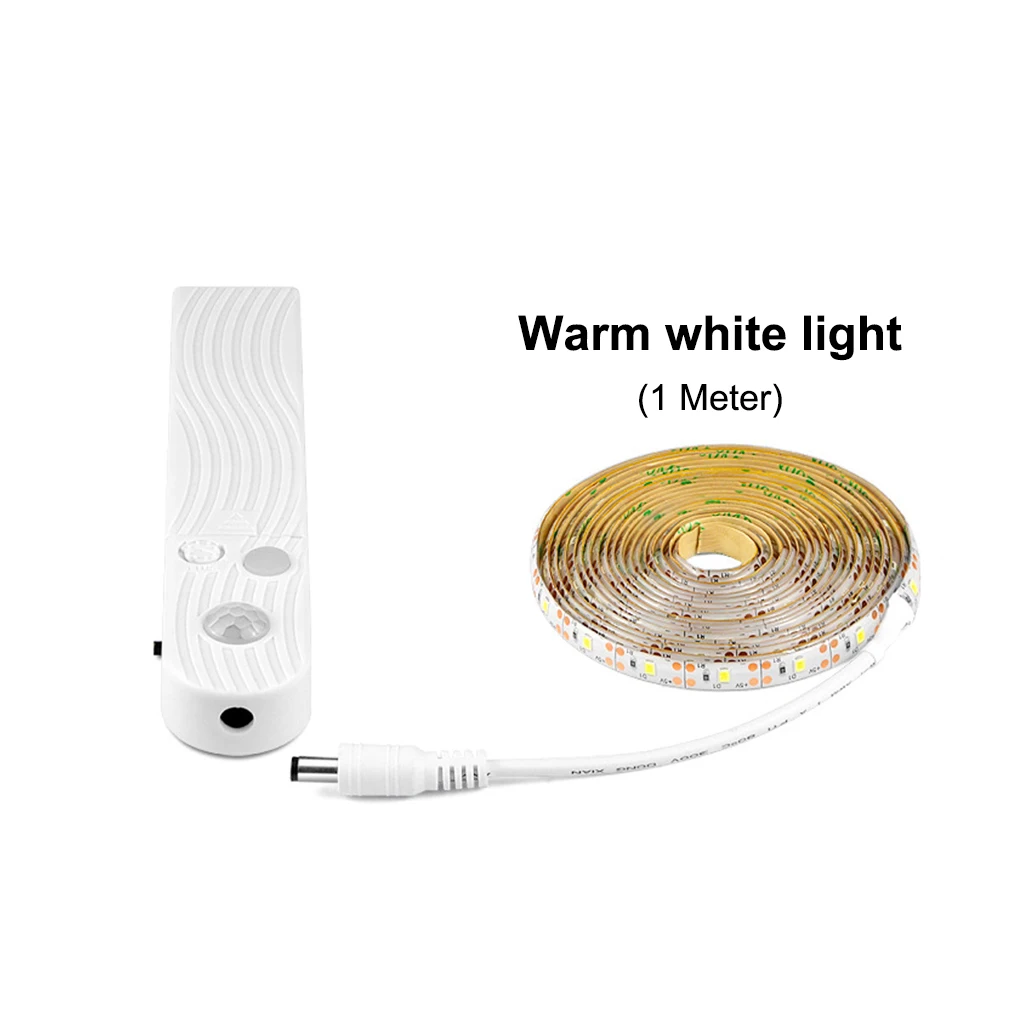 

LED Lights Strip Motion Sensor High Bright PIR Lighting Ribbon Adjustable Automatic Lamp Tape Warm White 3 Meters