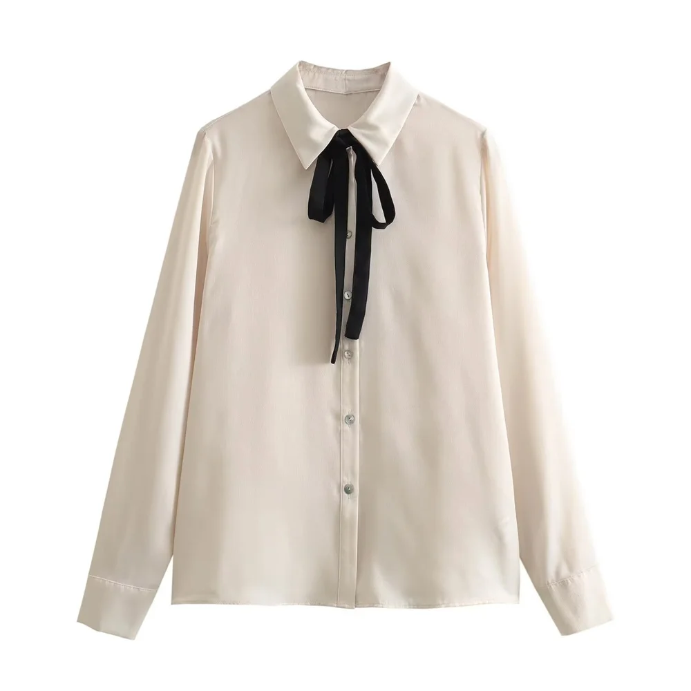 Zach Ailsa Женская Модная Универсальная Рубашка-поло С Длинными Рукавами И Бантом Из