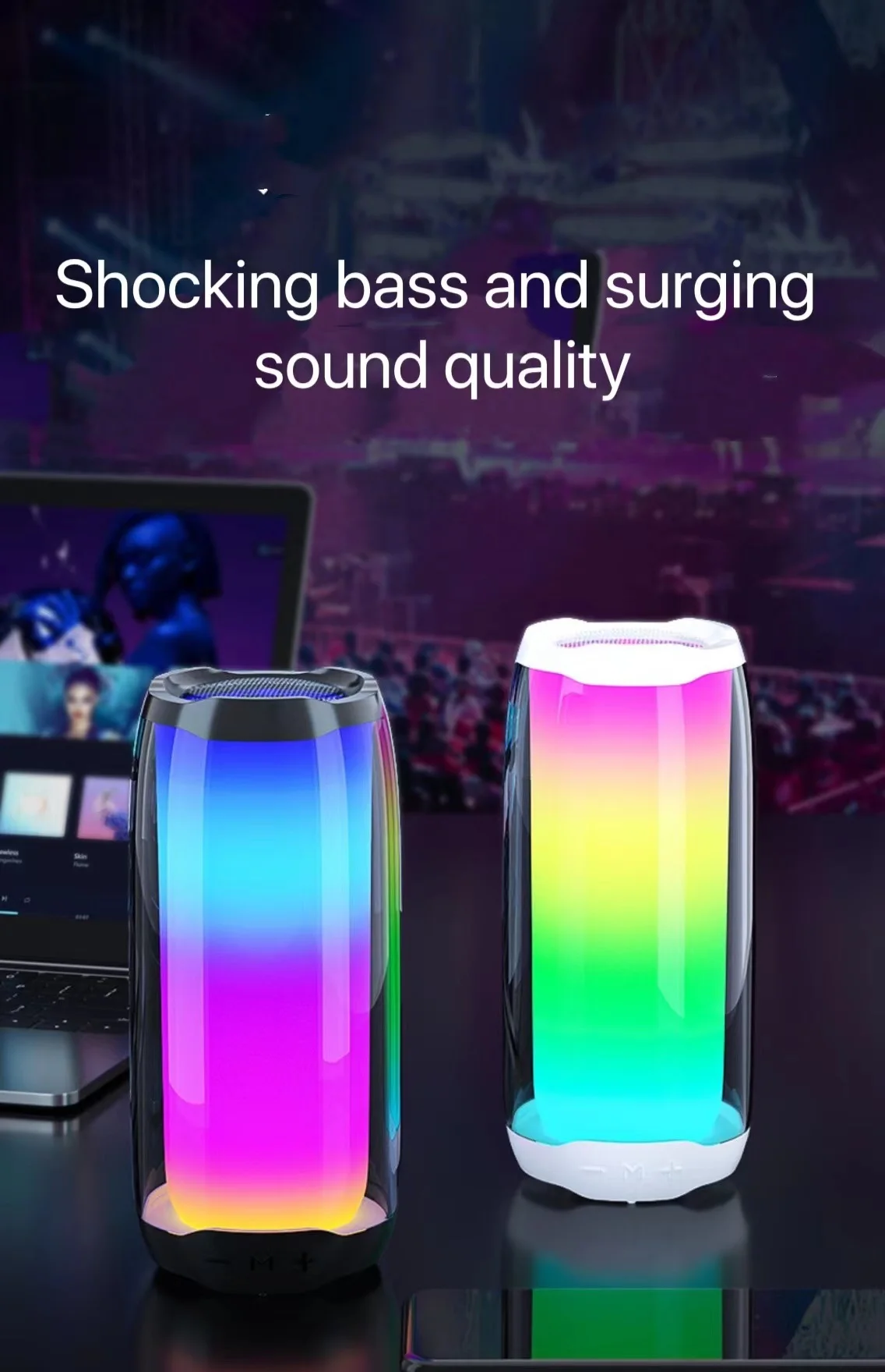 Full Screen Bluetooth dazzle color Portable Speakers Computer Speakers Something Something enlarge