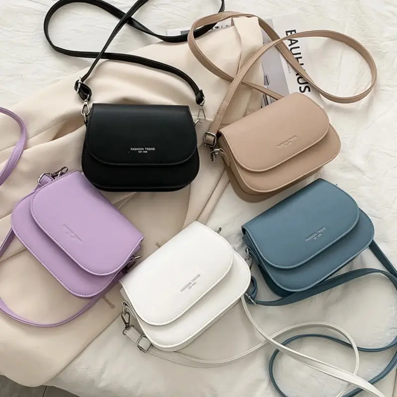 Женская Однотонная Сумка Через Плечо В Стиле Ретро Со Складной Крышкой