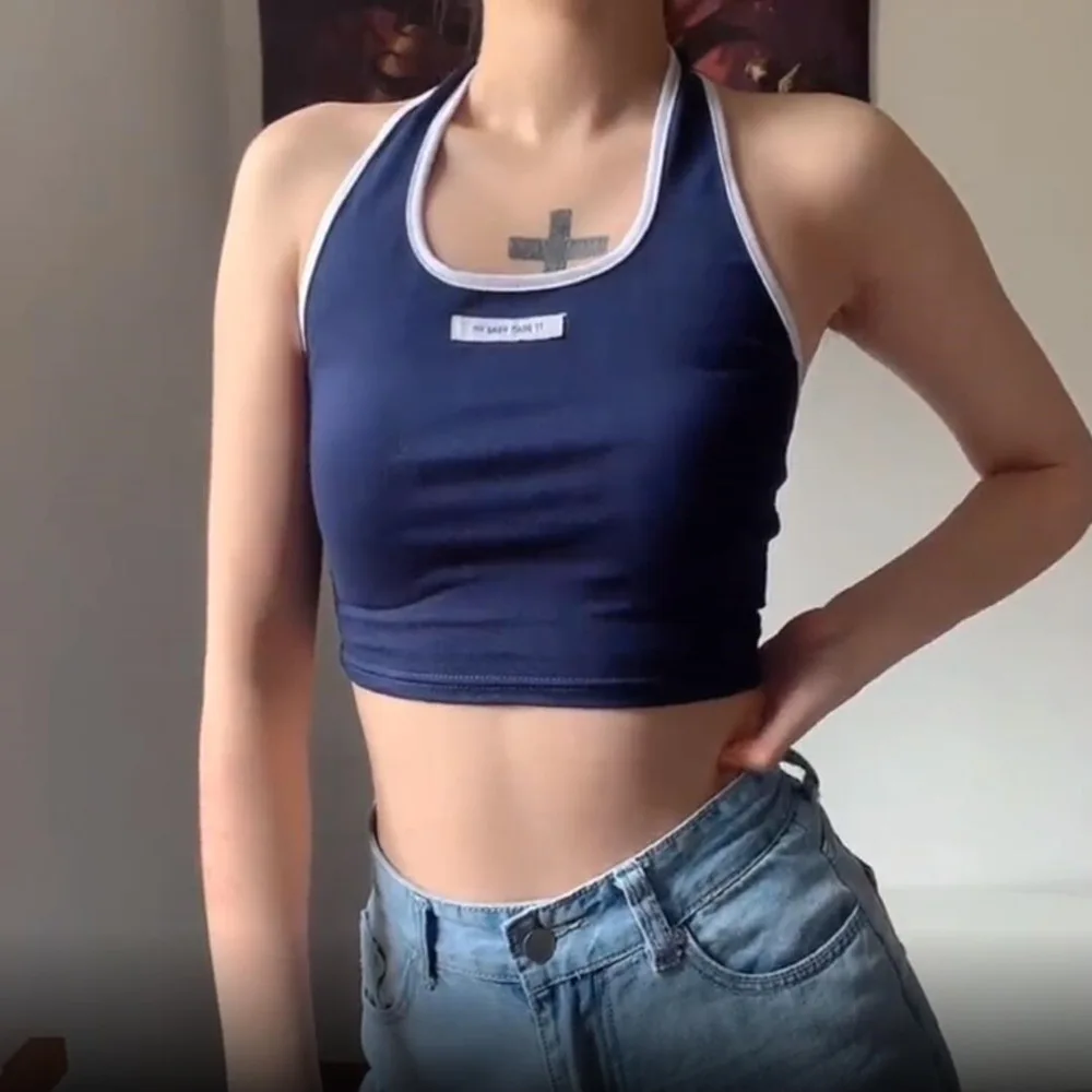 

Halter Top Camisole Sports Vest Solid Color Women's Crop Tops Slim Was Thin Streetwear Clothing Summer 2022 New