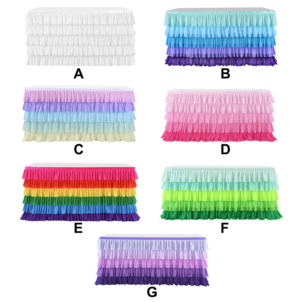 

5 Layer Tulle Table Skirt Thanksgiving Christmas Tutu Tableware Baby Shower Birthday Decorations Banquet Wedding Home Party