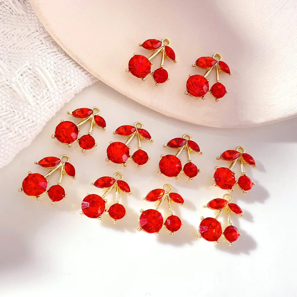 

10Pcs New High Quality Crystal Cherry Charms For Necklace Earring Bracelet Making Fine Pendants DIY Jewelry Making Accessories