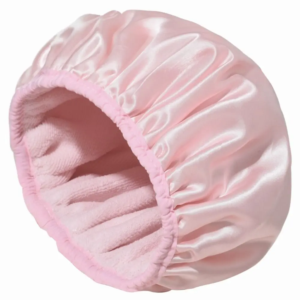 

Shower Cap Terry Cloth Lined EVA Exterior Reusable Triple Layer Waterproof Large Bath Hair Cap for All Hair Hotel Travel