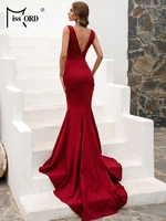 missord 2022 women deep v neck evening party wedding dress female solid color prom bodycon elegant floor length maxi dress