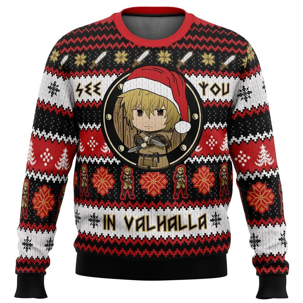 

See You in Valhalla Vinland Saga Christmas Sweater Christmas Sweater gift Santa Claus pullover men 3D Sweatshirt and top autumn