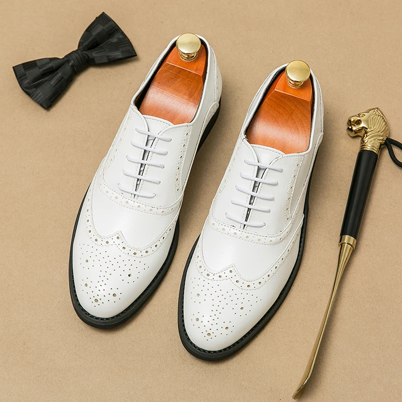 Туфли-Броги мужские кожаные офисные лоферы Повседневная Деловая обувь для