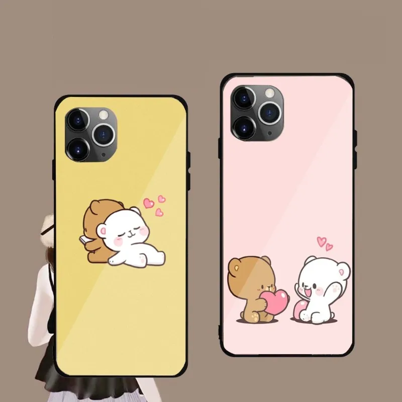 

Чехол для телефона молочно-мокко для IPhone 14, 13, 12, 11, XS, X, 8, 7, 6 Plus, Mini Pro Max, SE 2022, черный стеклянный чехол для телефона из поликарбоната и ТПУ