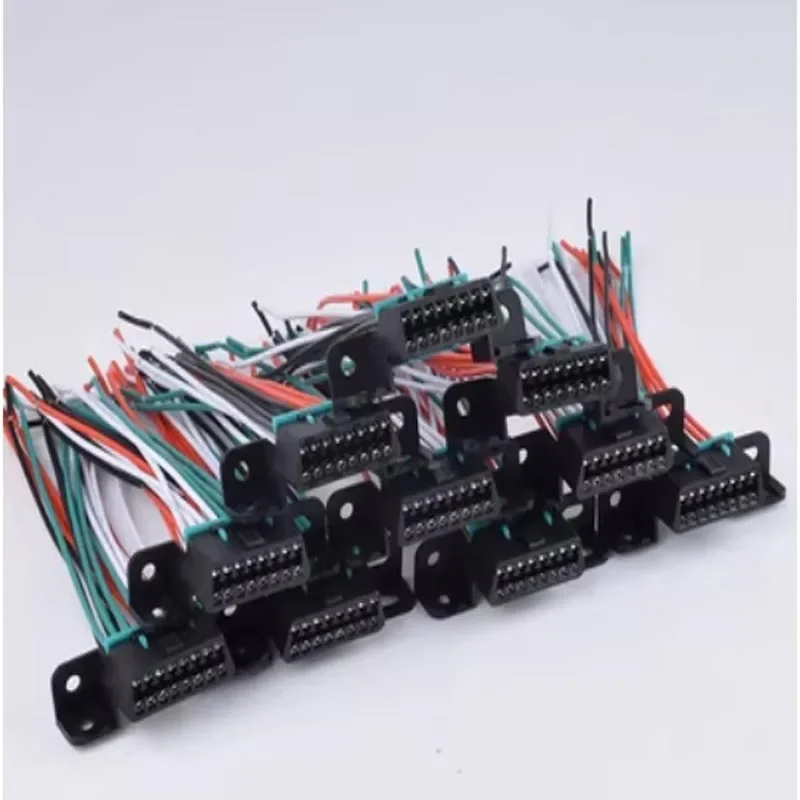 

10 шт., полнолинейный 16-контактный разъем OBD, OBD2, 16-контактный гнездовой адаптер для открытого конца, разъем для обнаружения автомобильного компьютера, кабель «сделай сам»