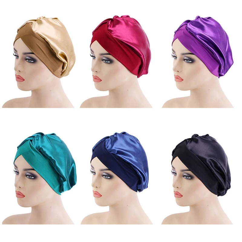 

Satin Large Boho Style Head Casual Hat Silk Like Neck Scarf Hair Sleeping Wraps Lightweight Satin Silk Hats for Women