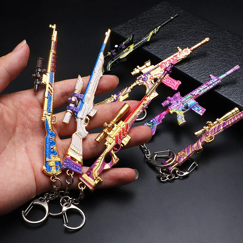 

Cartoon Game PUBG 98K AWM AKM M24 Mini Gun Alloy Pendant Keychains Car Key Chain Key Ring Phone Bag Hanging Jewelry Gifts