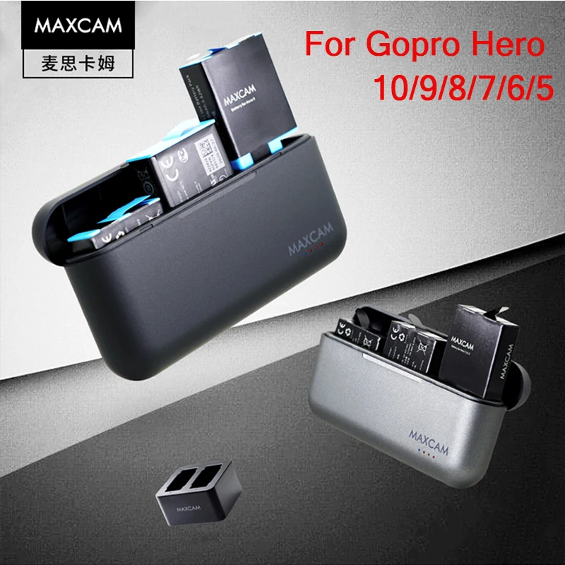 Зарядное устройство MAXCAM для GoPro 10 9 8 7 6 5 3-сторонний умный зарядный чехол