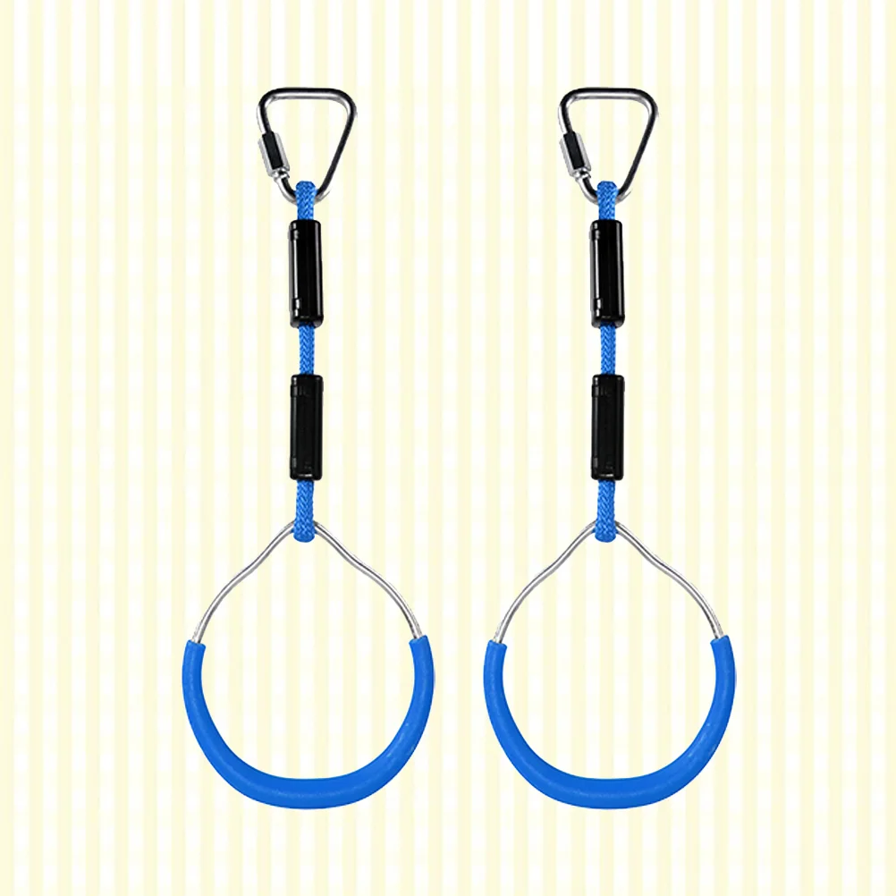

2pcs Blue Gymnastic Rings Outdoor Backyard Play Sets Playground Swing Bar Rings Monkey Rings Obstacle Rings Climbing Rings for