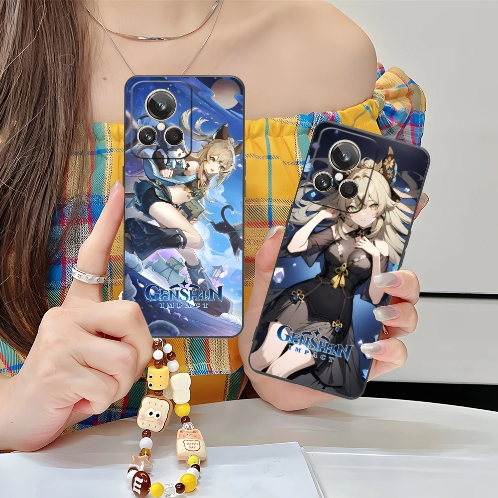 Genshin Impact Kirara мобильный телефон для Realme GT 2 9i 8i 7i Pro X50 X2 C35 C21 C20 C11 C3 черный мягкий