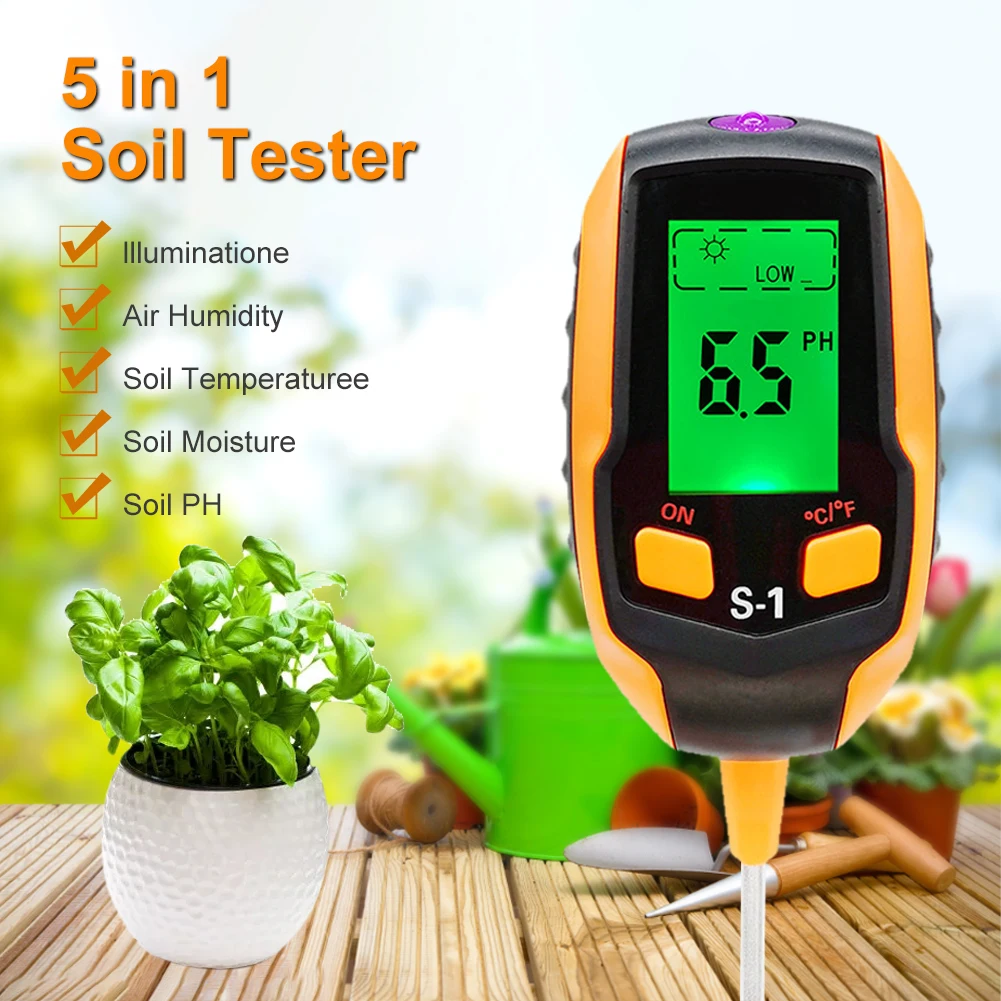 

4/5 in 1 Soil Meter Tester Soil PH/Moisture/Temperature/ Illumination/Environmental Humidity Sensor Monitor for Garden Plants
