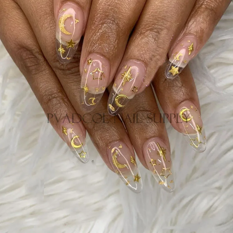 Луна Звезда смешанные металлические ногти блестки шармы 3D ногтей арт кусочек