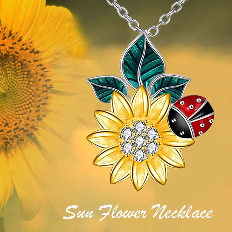 

Sunflower Necklace Fashion Ladybug Jewelry Pendant Necklace Ladies Party Wedding Birthday Anniversary Birthday Gift Wholesale