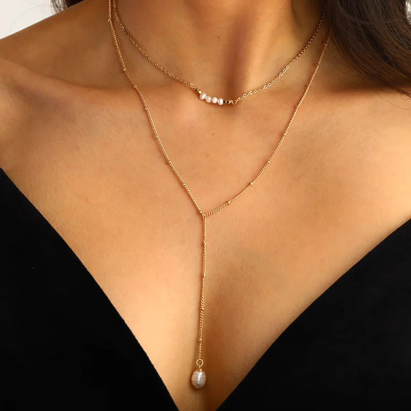 

Wholesale Fashion Jewelry Ornament Natural Freshwater Pearl Necklace Pendant Multi-Layer Jewelry