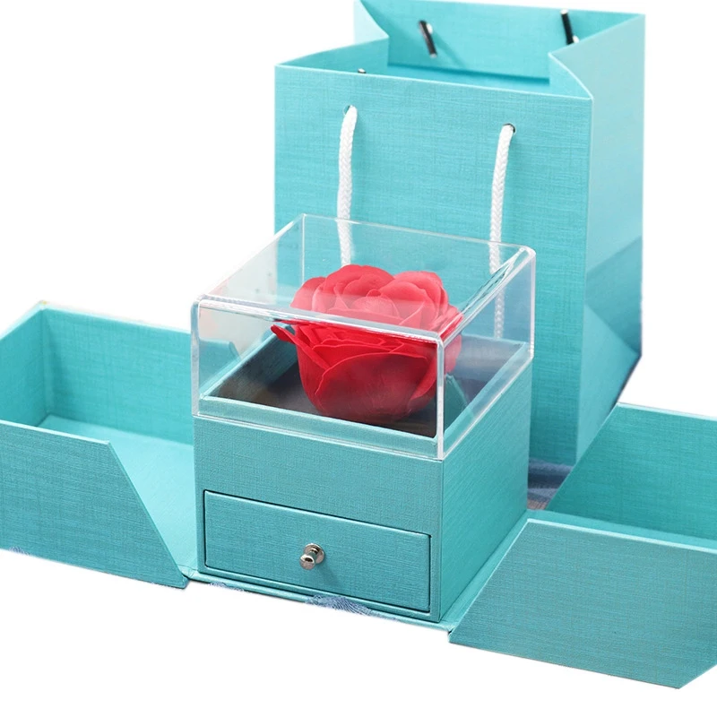 

Ящик для подарочных ювелирных изделий с изображением красной розы, Подарочная коробка ручной работы с изображением зачарованной вечной ро...