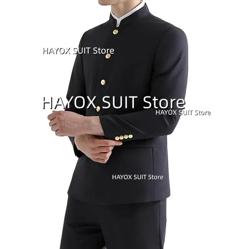Men's Suit Tuxedo 2 Piece Stand Collar Single Breasted Men Blazer Set Retro Slim Fit(Jacket + Pants)For Wedding 2022