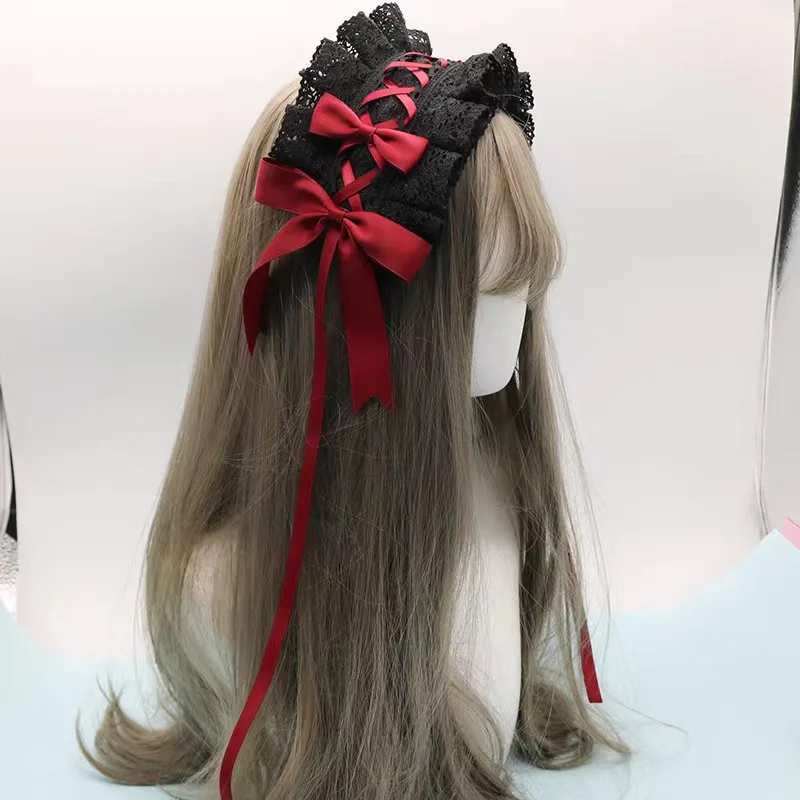 

Japanese soft girl lolita hairband lace hairpin Lolita sweet everyday Joker headband bow kc headdress.