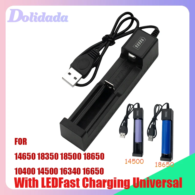 

Original 18650 Li-ion Batteries Charger 1 Slot Smart USB Fast Charging Universal with LED Indicator for 14500 16650 14650 18500