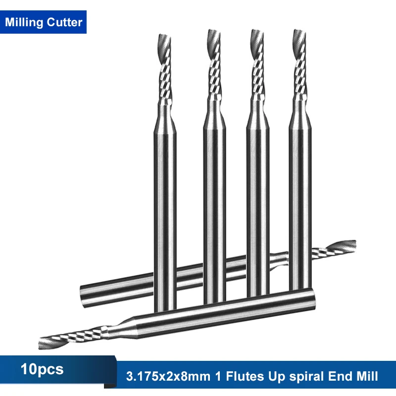 

Спиральная фреза с 1 канавкой, 10 шт./лот AAA 3,175x2x8 мм