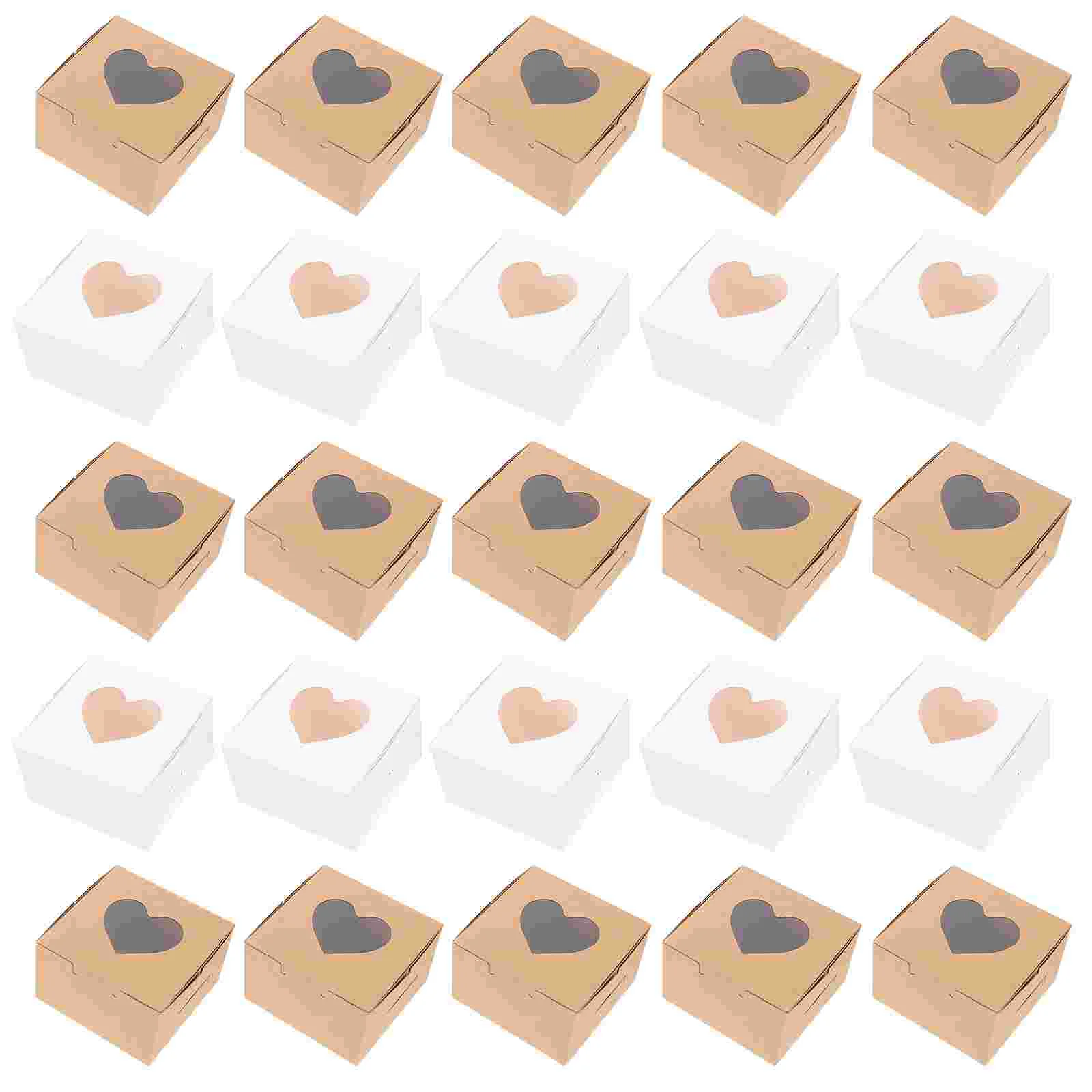 

40 Pcs Cardboard Cake Stand Box Case Single Cup Paper Container Kraft Muffin Carrier