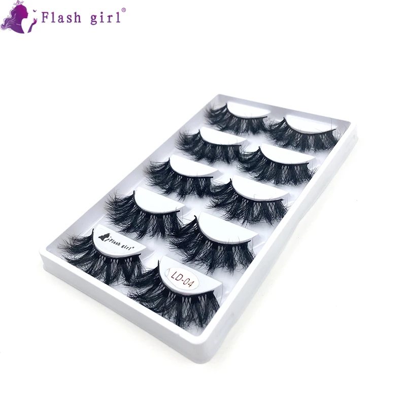 

Flash Girl LD model Best Selling Super Fluffy Faux Mink Lashes 3d 5d wholesale Vendor Own Brand Long 5pairs Mink Eyelash