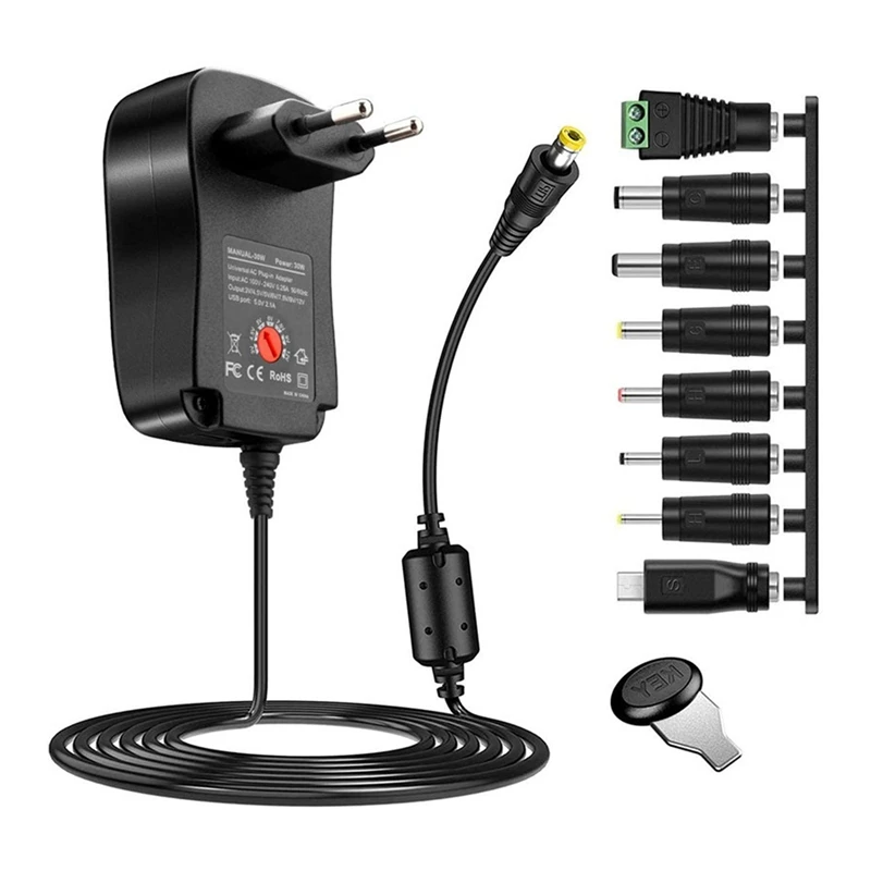 

EU Plug 30W Universal Power Adapter 3V 4.5V 5V 6V 7.5V 9V 12V AC DC Charger Power Converter With 5 V 2.1 A USB Port