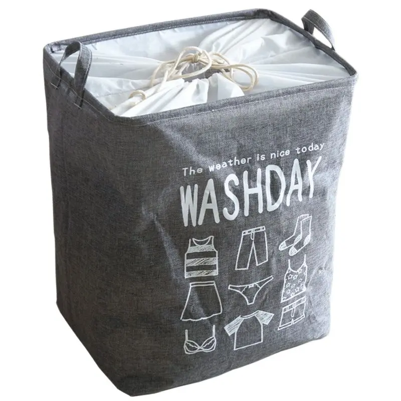 

Extra Large Fabric Foldable Beam Mouth Sundries Clothes Quilt Bag Square Bucket Storage Basket Capacity 75L