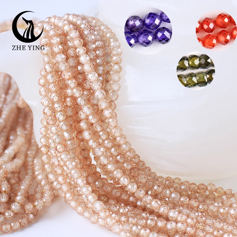 

Zhe Ying 3mm AAA Faceted Natural Zircon Stone Bead Cherry Blossom Color Gemstone Faceted Cubic Zirconia Beads for Jewelry Making