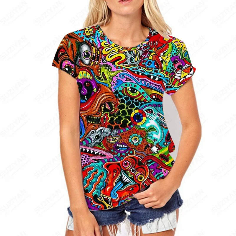 

Женский топ в стиле панк, гавайский облегающий топ с принтом, одежда 90-х годов, альтернативная одежда, топы в полоску, женская футболка с граф...