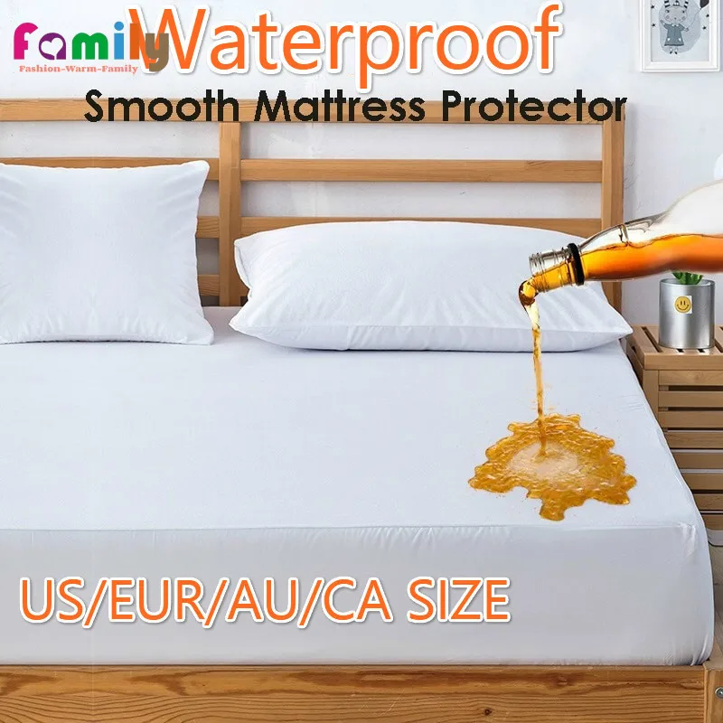 

Top Hypoallergenic 100% TPU Waterproof Smooth Mattress Protector Against Dust Mites and Bacteria Fitted Sheet Cover Cubre Cama