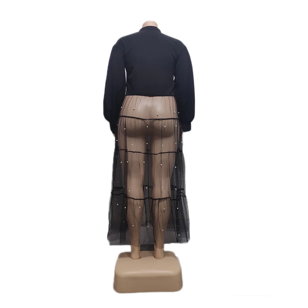 Plus Size Dresses Designer Dress Women Luxury 2022 Runway Ankle-Length Long Sleeve Turn-down Collar Button Full Solid  Loose