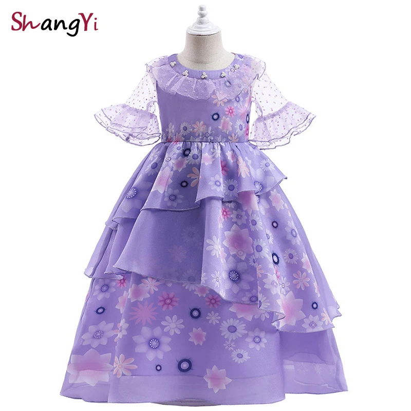 аниме энканто костюм Encanto Isabella Костюмы для косплея Фиолетовые платья с цветочным