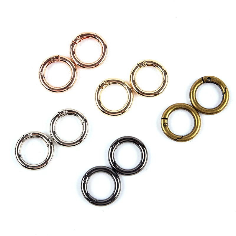 

2Pcs Metal Spring O-Ring Buckles Clips Carabiner Purses Handbags Buckles Round Push Trigger Snap Hooks Carabiner Bag Accessories