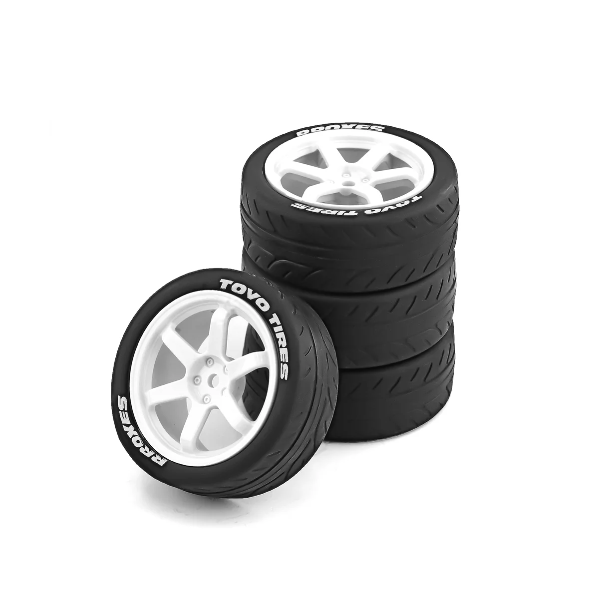 

4PCS 1/10 RC Racing Car Tires on Road Touring Drift Car Tyre Wheel for Tamiya TT01 TT02 TA06 XV-01 PTG-2, White