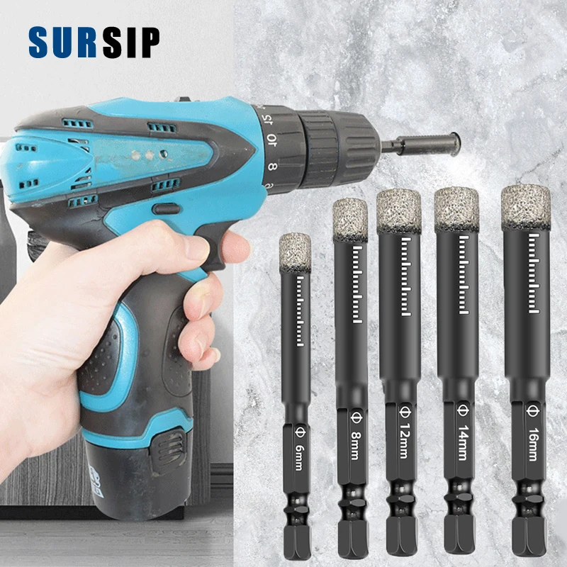 

5/6/8/10/12/14/16mm Hex Handle Vacuum Brazed Diamond Dry Drill Bits Hole Saw Cutter for Granite Marble Ceramic Tile Glass