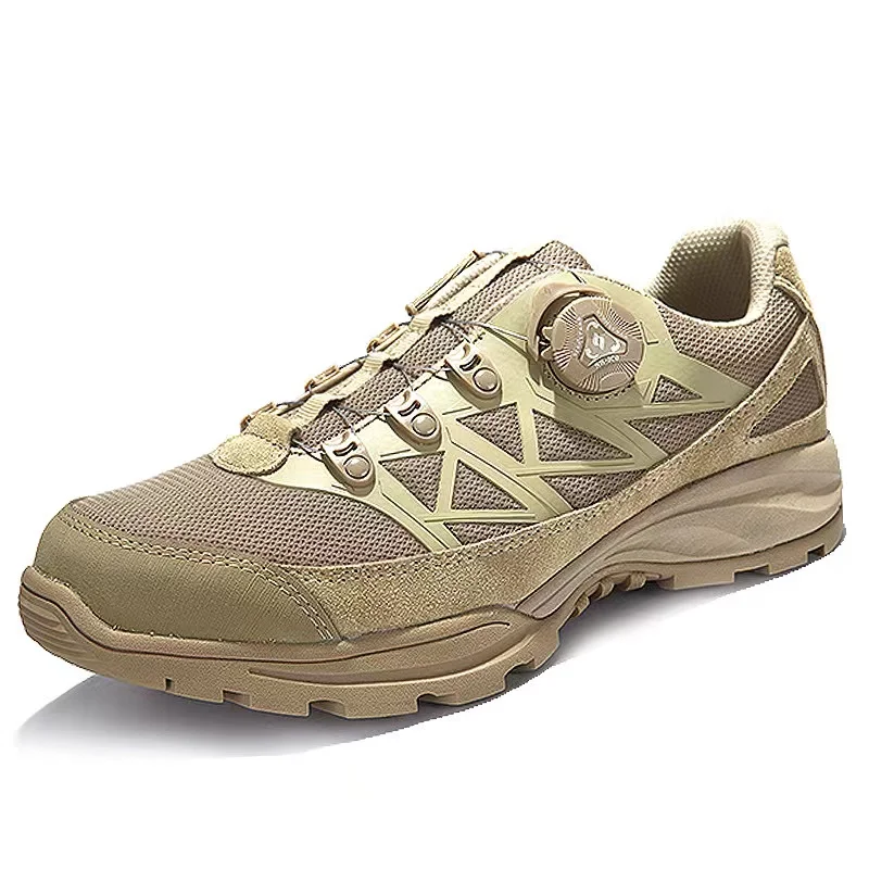 Low Cut Men Trekking Shoes with Quick Lace Button Hiking Shoes Wear-resistant Outdoor Sport Men Shoes Mens Climbing Sneakers