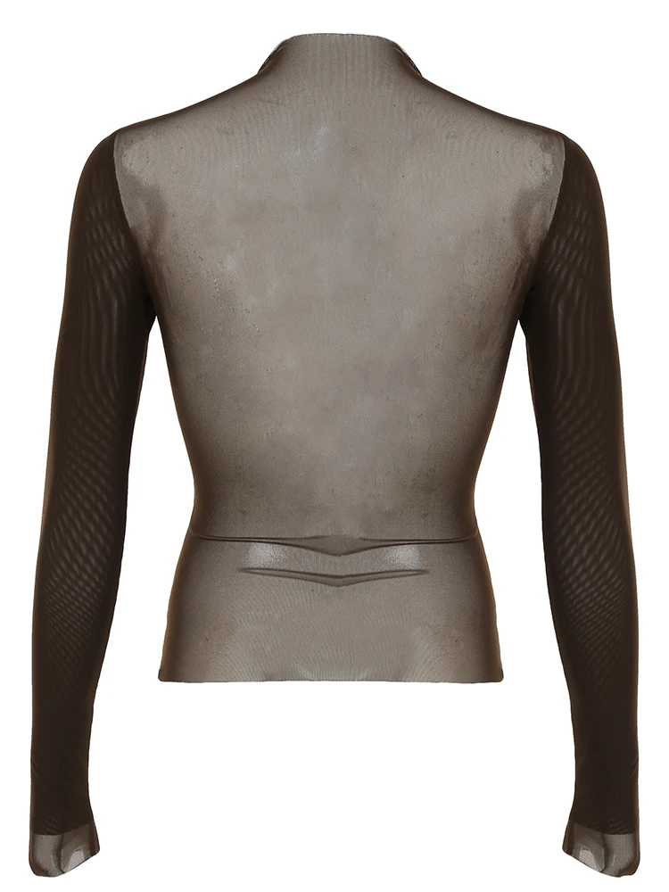 Rockmore винтажные сетчатые топы с принтом для женщин сексуальная прозрачная