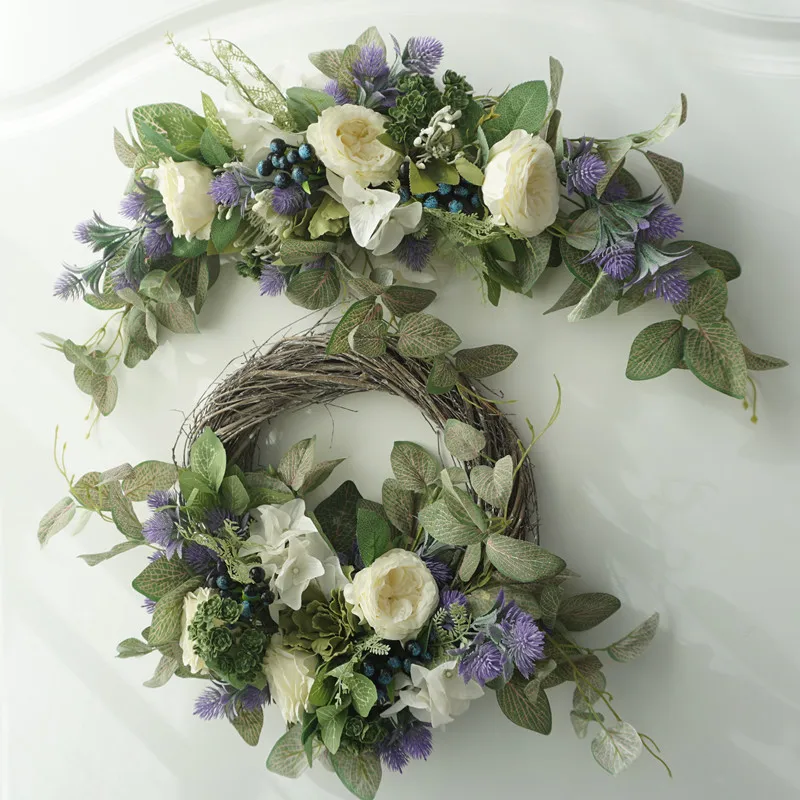 

European Style Simulation Flower Garland Decorations Lavender Fresh Courtyard Door Hanging Pendant Party Supplies