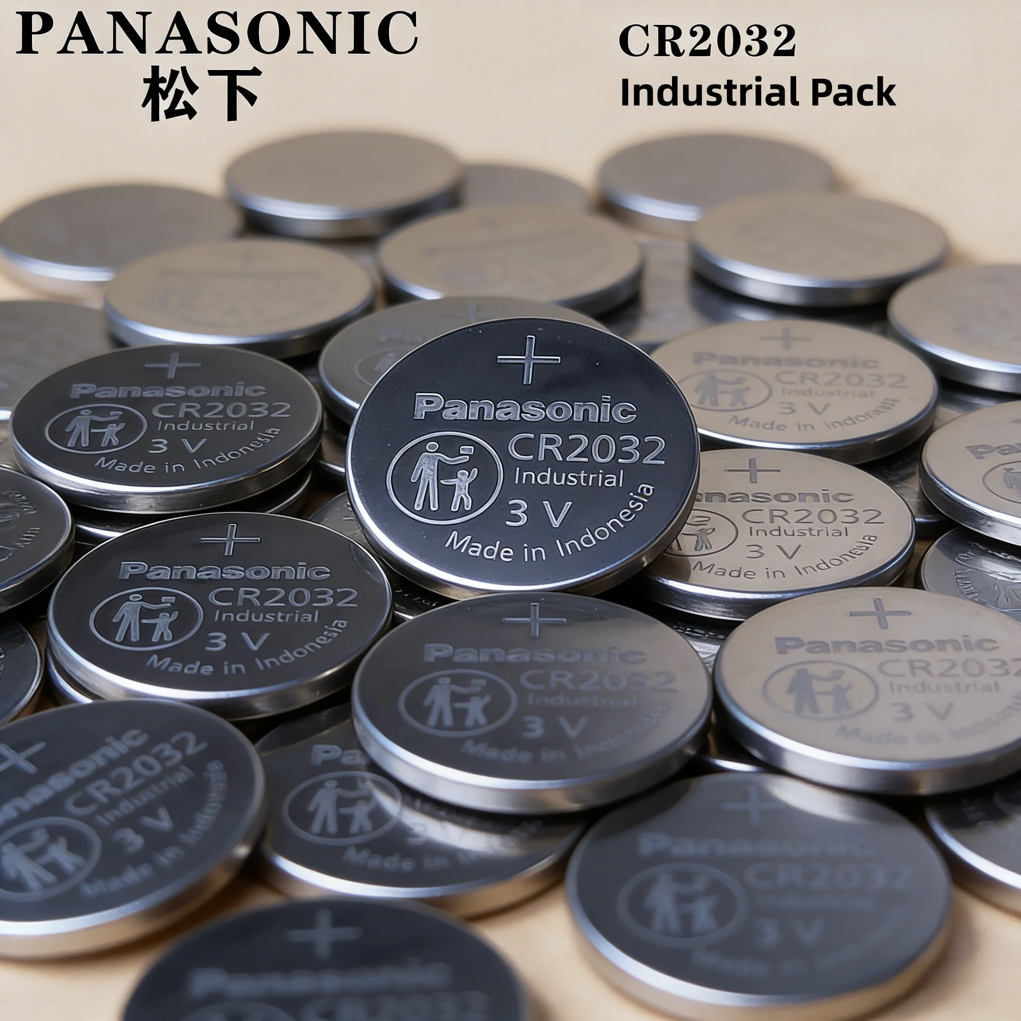 Фото Оригинальные литиевые батарейки Panasonic CR2032 в оптовой промышленной упаковке для датчиков, светодиодных ламп, игрушек, электроники, кнопочные батарейки оптом. №2