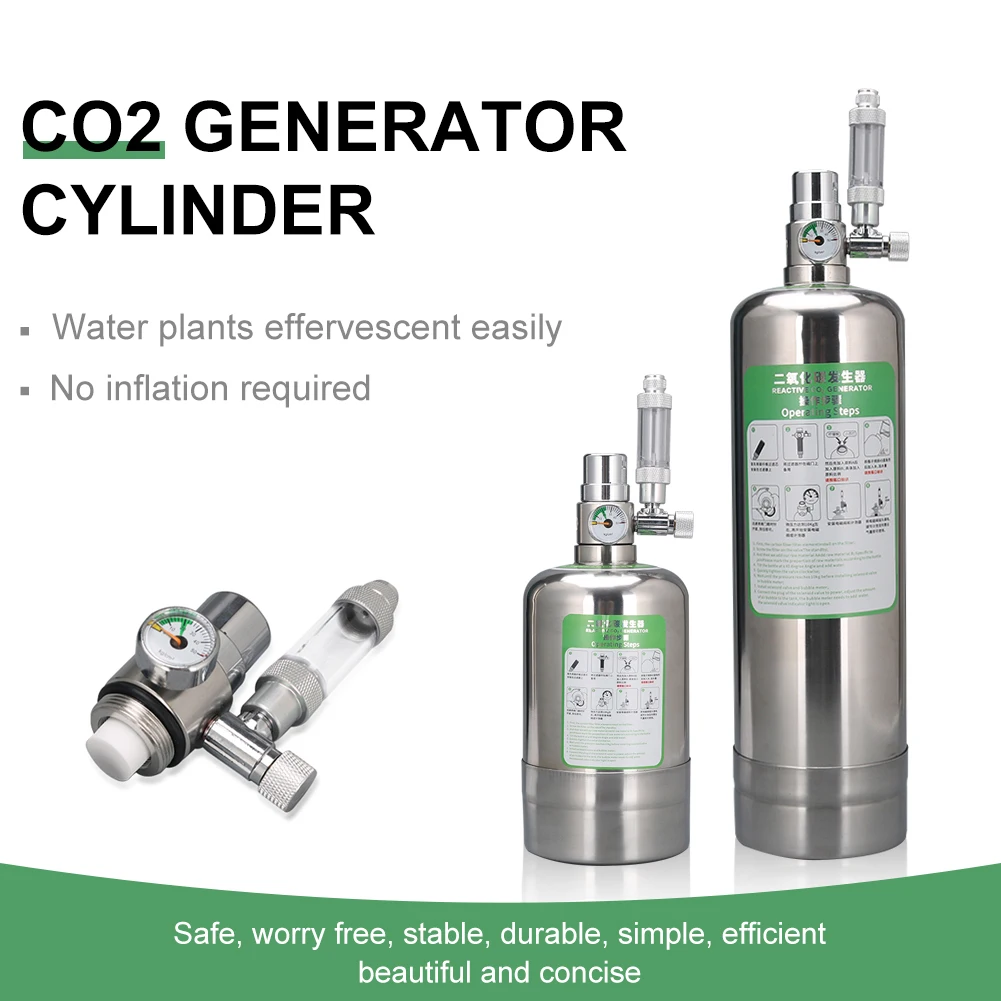 

1L/2L Stainless Steel Carbon Dioxide Reactor Fish Tank Aquarium DIY CO2 Cylinder Generator System Kit with Solenoid Valve Bubble